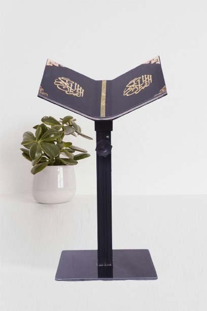 Quran Stand Adjustable Black 33” height White Edition Golden Acrylic work